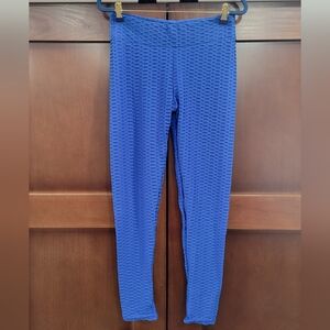 Honeycomb Textured Blue Leggings